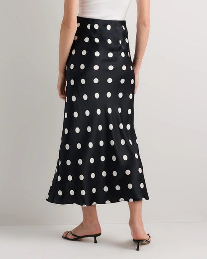 100% Washable Silk Maxi Skirt - XS / Champagne