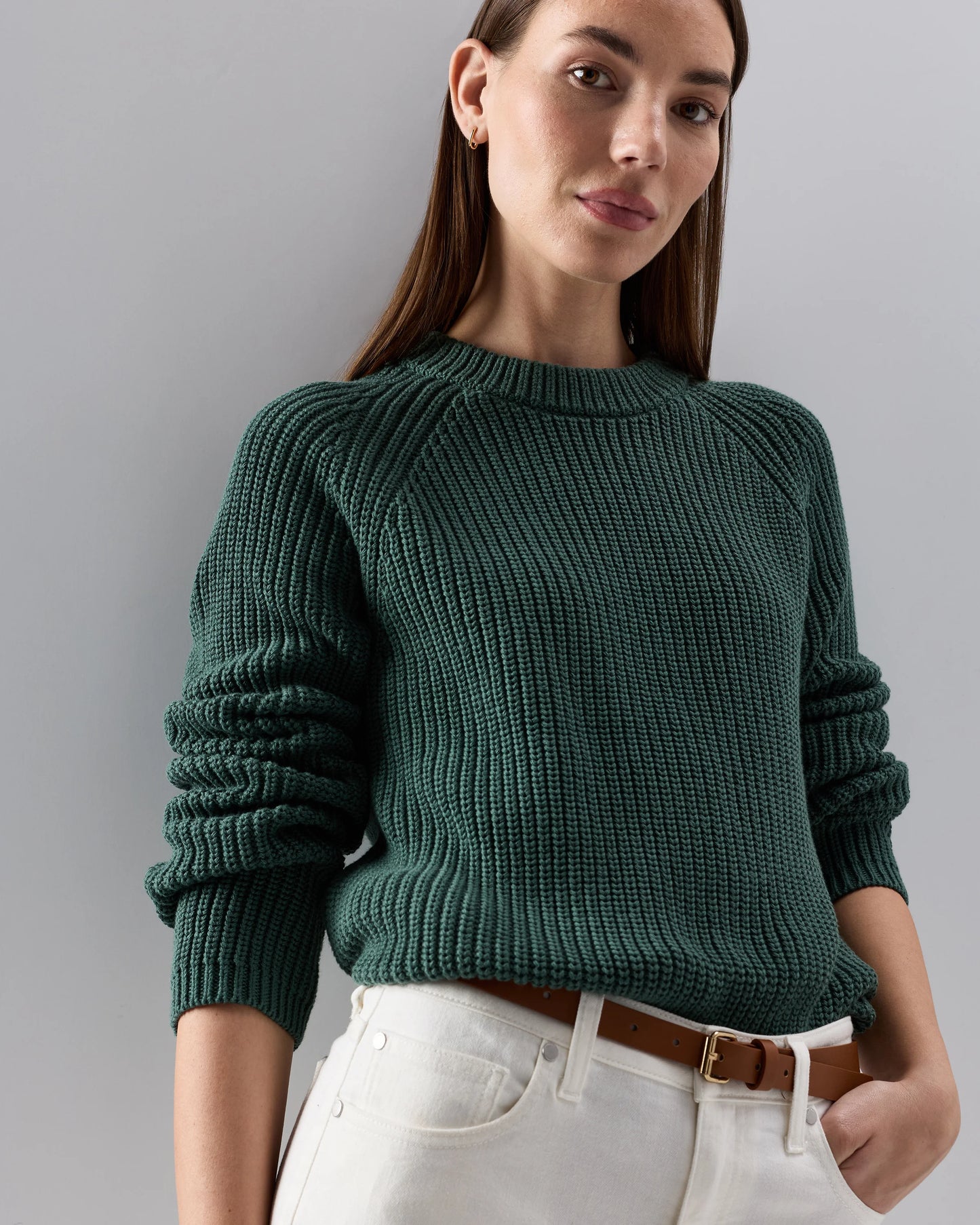 100% Organic Cotton Fisherman Crew Sweater - XS / Sapphire Blue