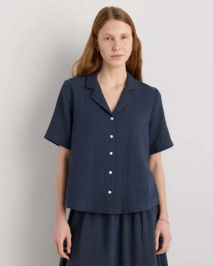 100% Organic Cotton Gauze Short Sleeve Shirt - XS / Amaranth Pink