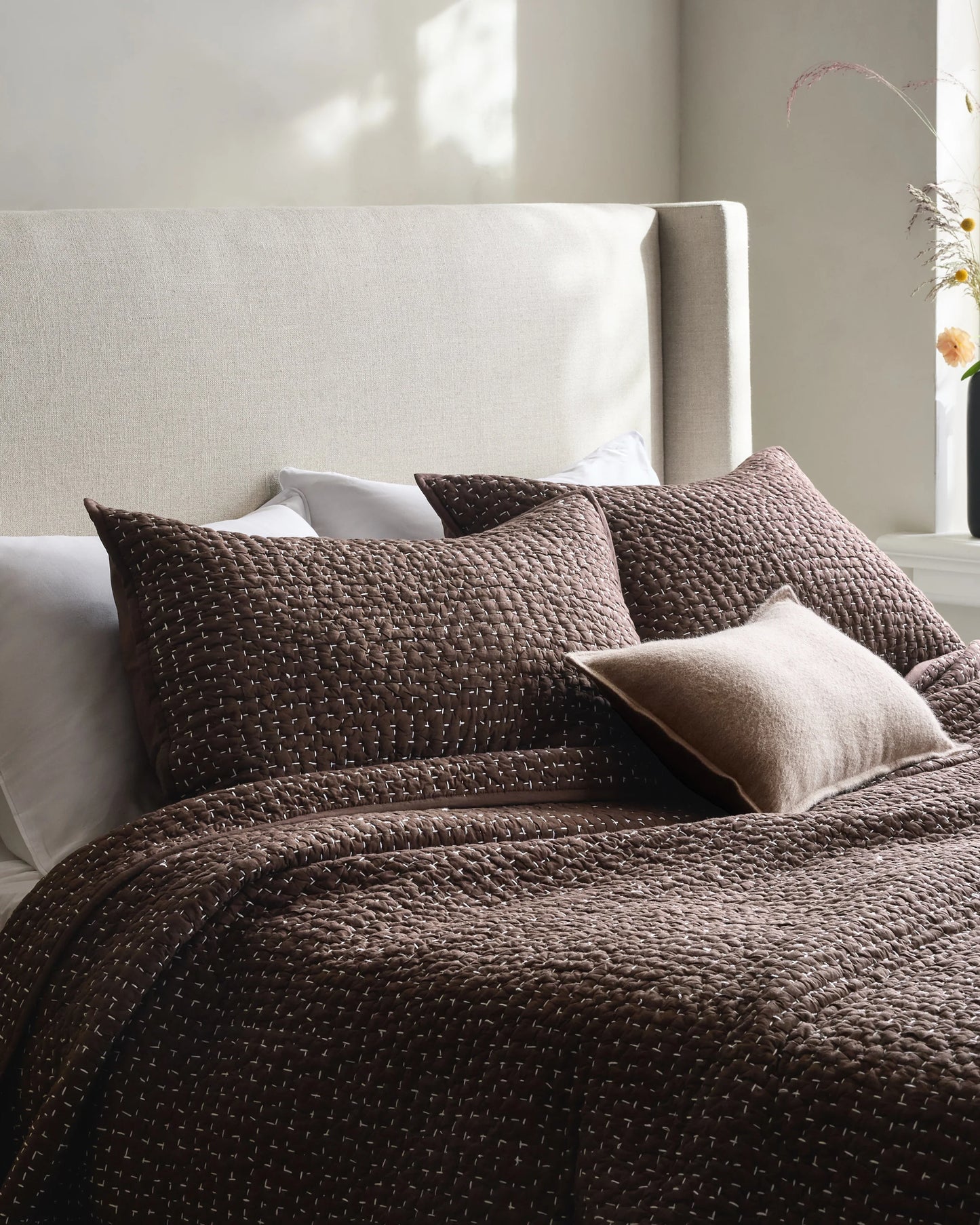 Organic Cotton Hand Stitched Quilt - Twin / Stone