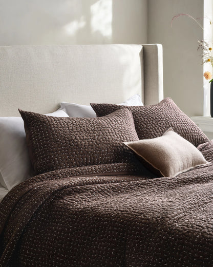 Organic Cotton Hand Stitched Quilt - Twin / Stone