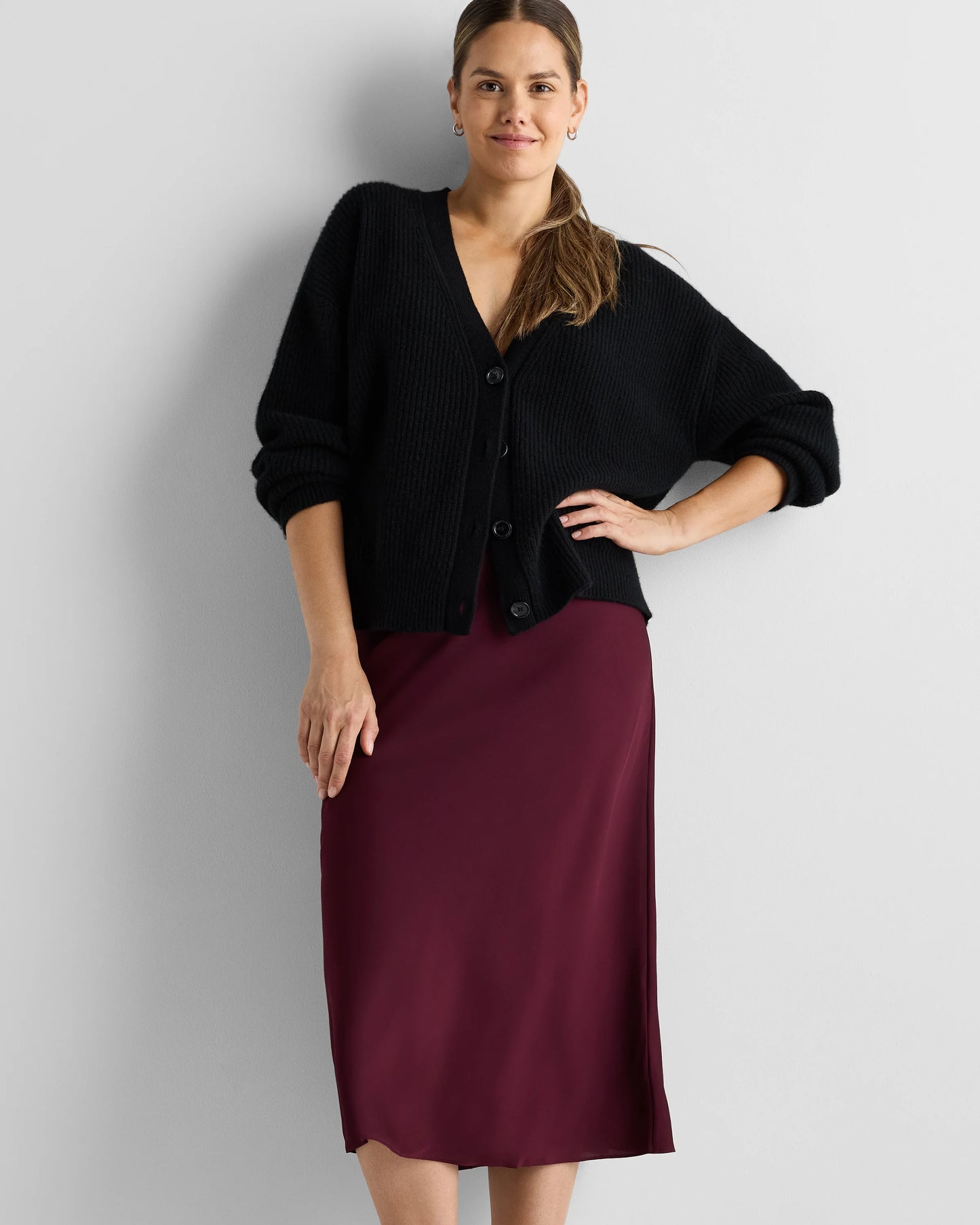 Washable Stretch Silk Maternity Skirt - XS / Vintage Pink