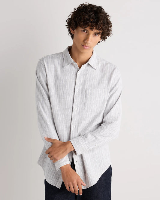 Organic Cotton Stretch Selvage Shirt - S / Mini Blue Stripe