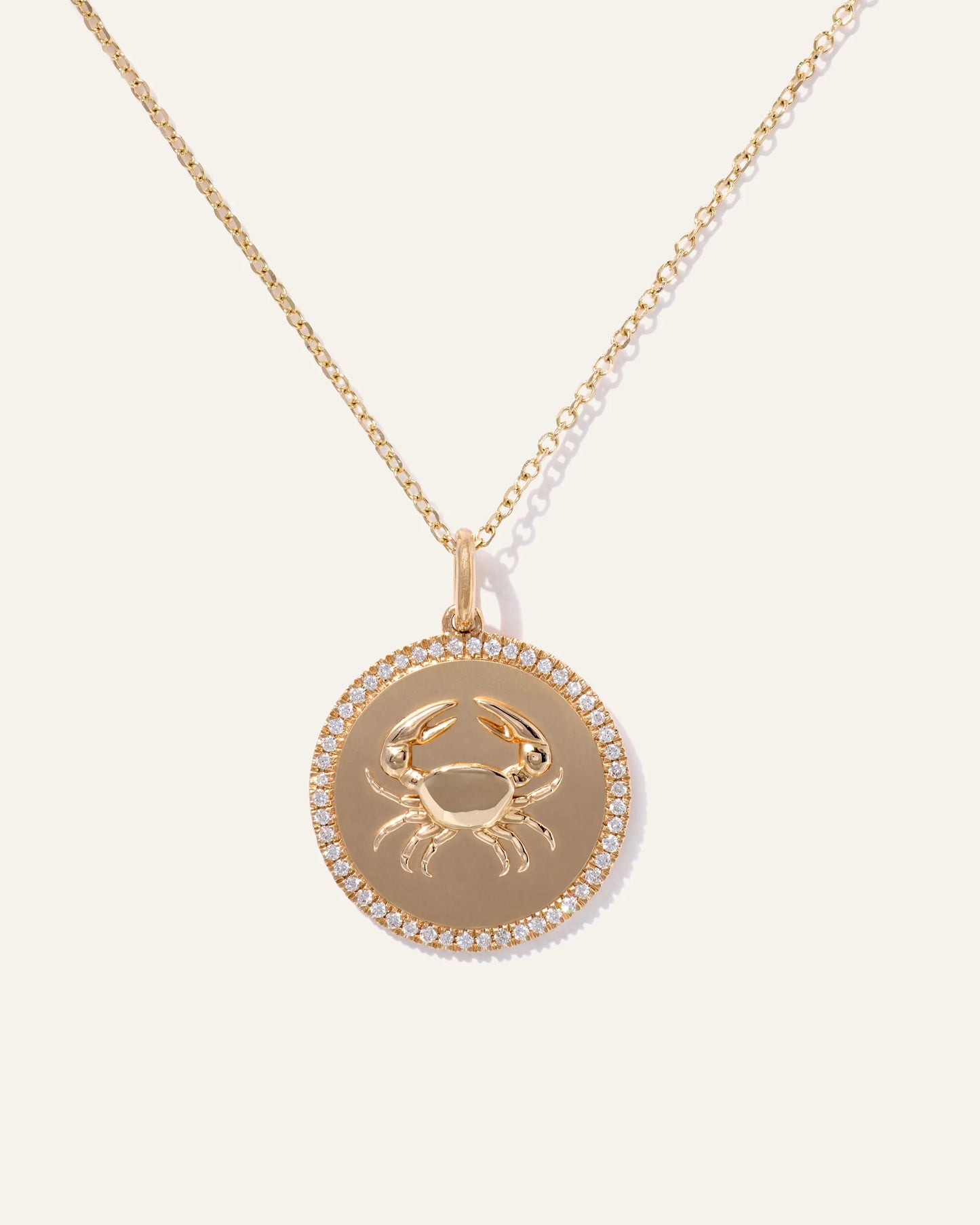 14K Gold Pave Zodiac Medallion Necklace - One Size / Yellow Gold