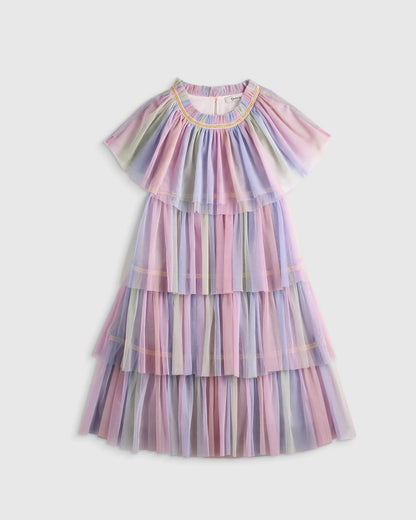 Recycled Tulle Tiered Dress - 6 / Pale Pink