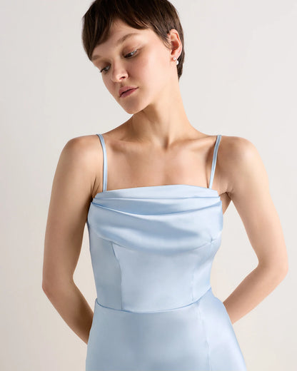 Aurora Stretch Satin Convertible Dress - 0 / Garden Sage Green