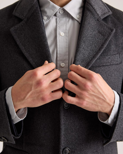 100% Mongolian Cashmere Double-Faced Overcoat - S / Heather Graphite