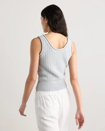 100% Organic Cotton Waffle Cropped Sweater Tank - XS / Heather Dove Grey