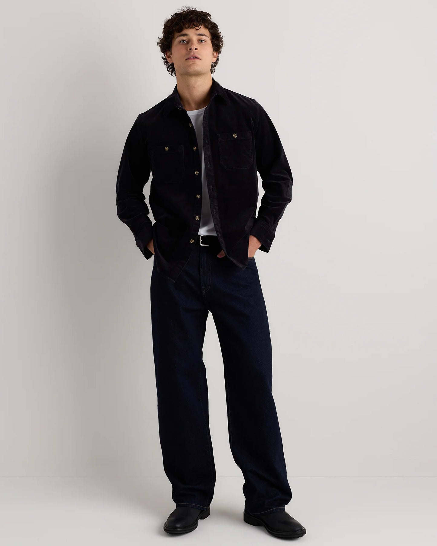 Organic Stretch Corduroy Utility Shirt - S / Dark Khaki