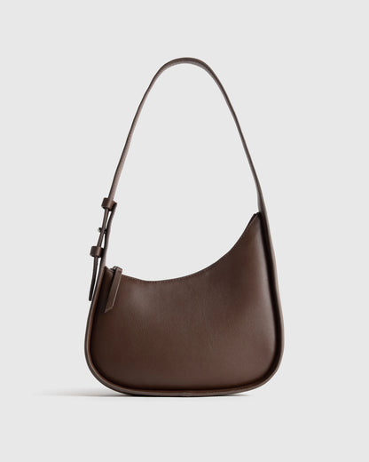 Italian Leather Asymmetrical Mini Shoulder Bag - One Size / Shell Pink