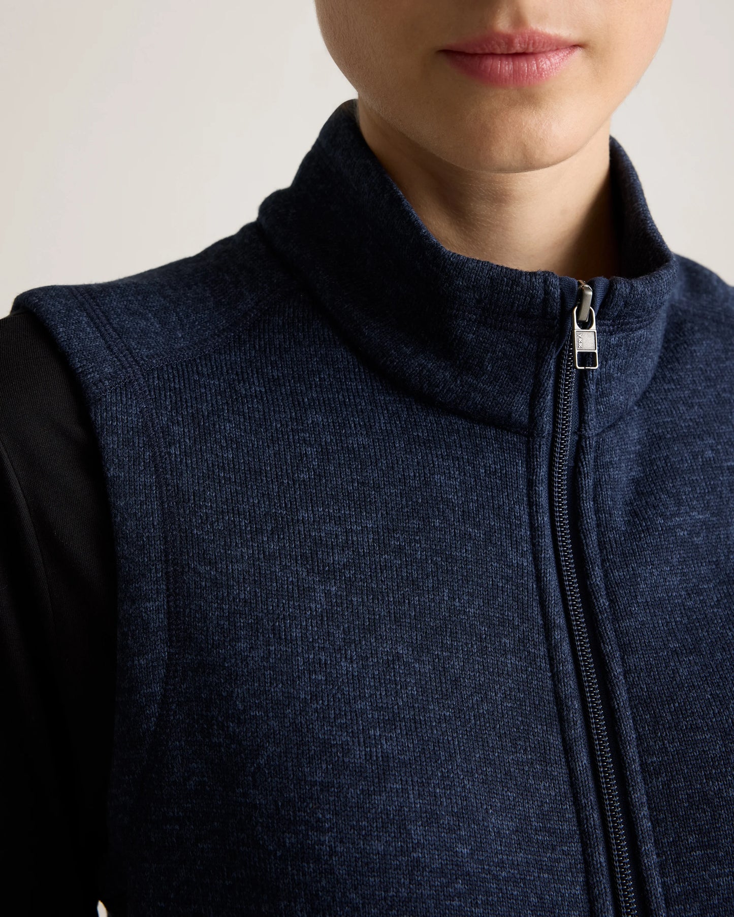 Sweater-Knit Fleece Full-Zip Vest - XS / Heather Mineral Green