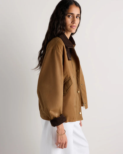 Organic Waxed Cotton Cropped Barn Jacket - XS / Vintage Black