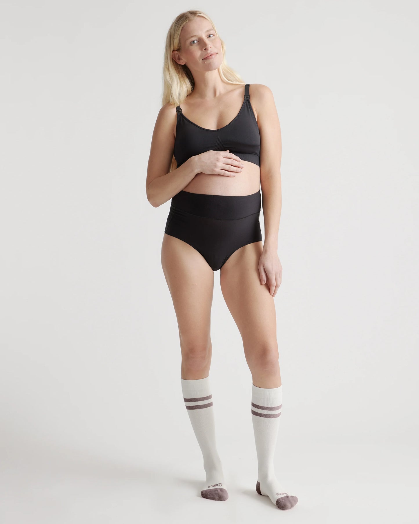 Recycled Maternity Compression Socks 3-Pack - L / White/Black/Grey