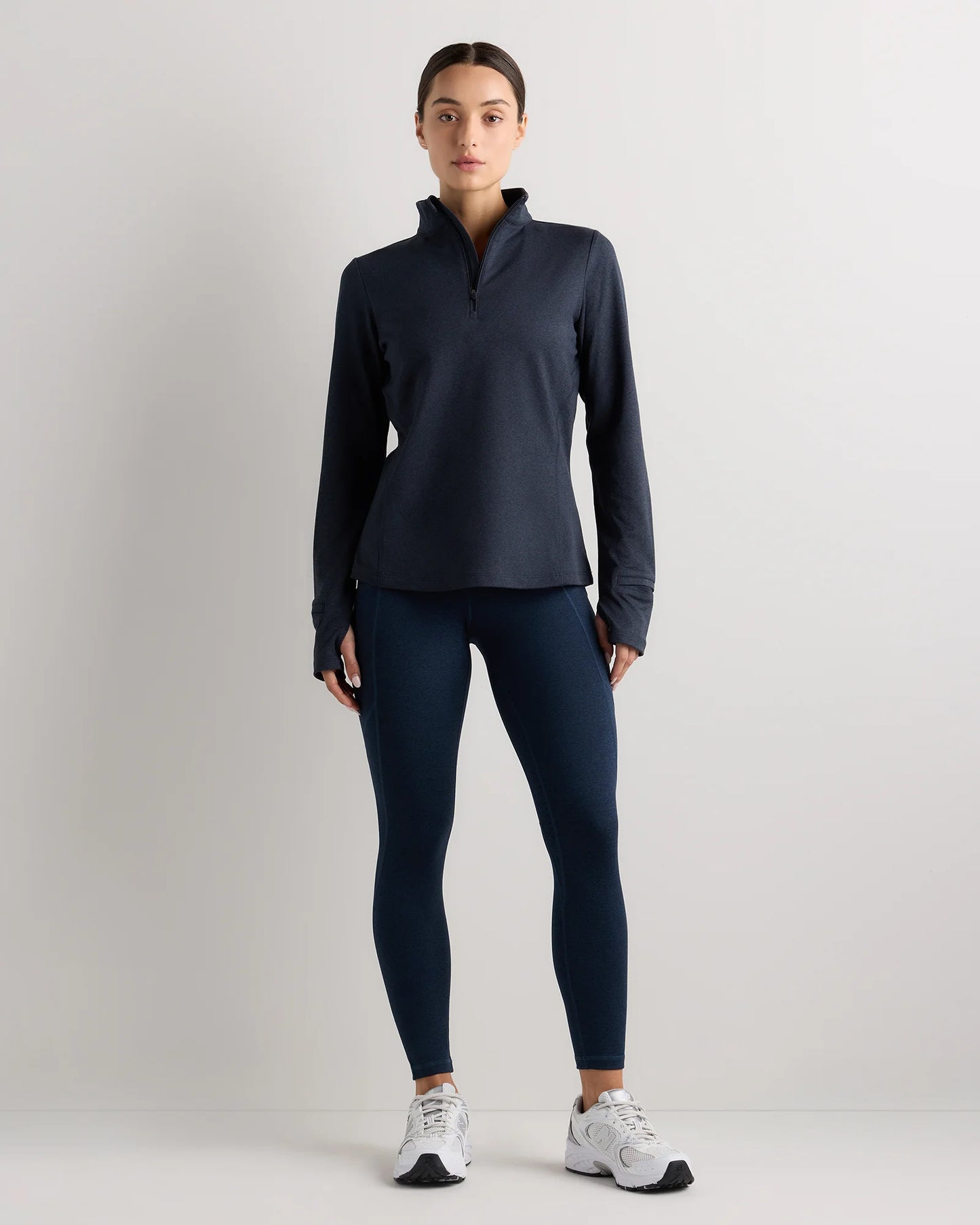 Flowknit Quarter-Zip Pullover - XS / Heather Deep Navy