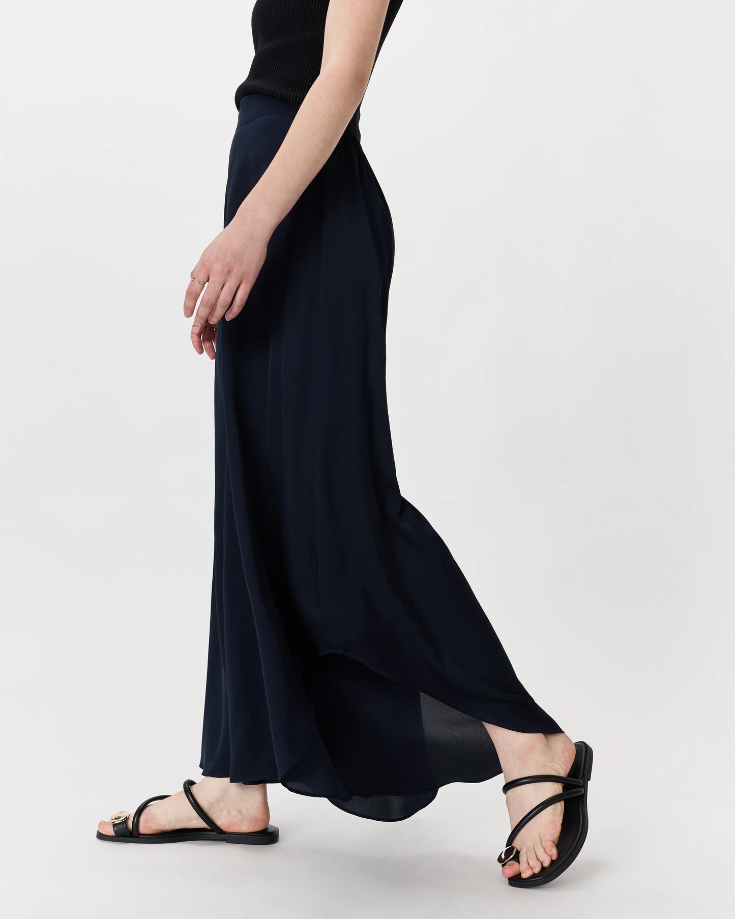Washable Stretch Silk Palazzo Pants - XS / Black