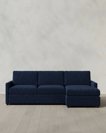Brennan Performance Chenille Linen Blend Chaise Sectional - Right Arm / Snow