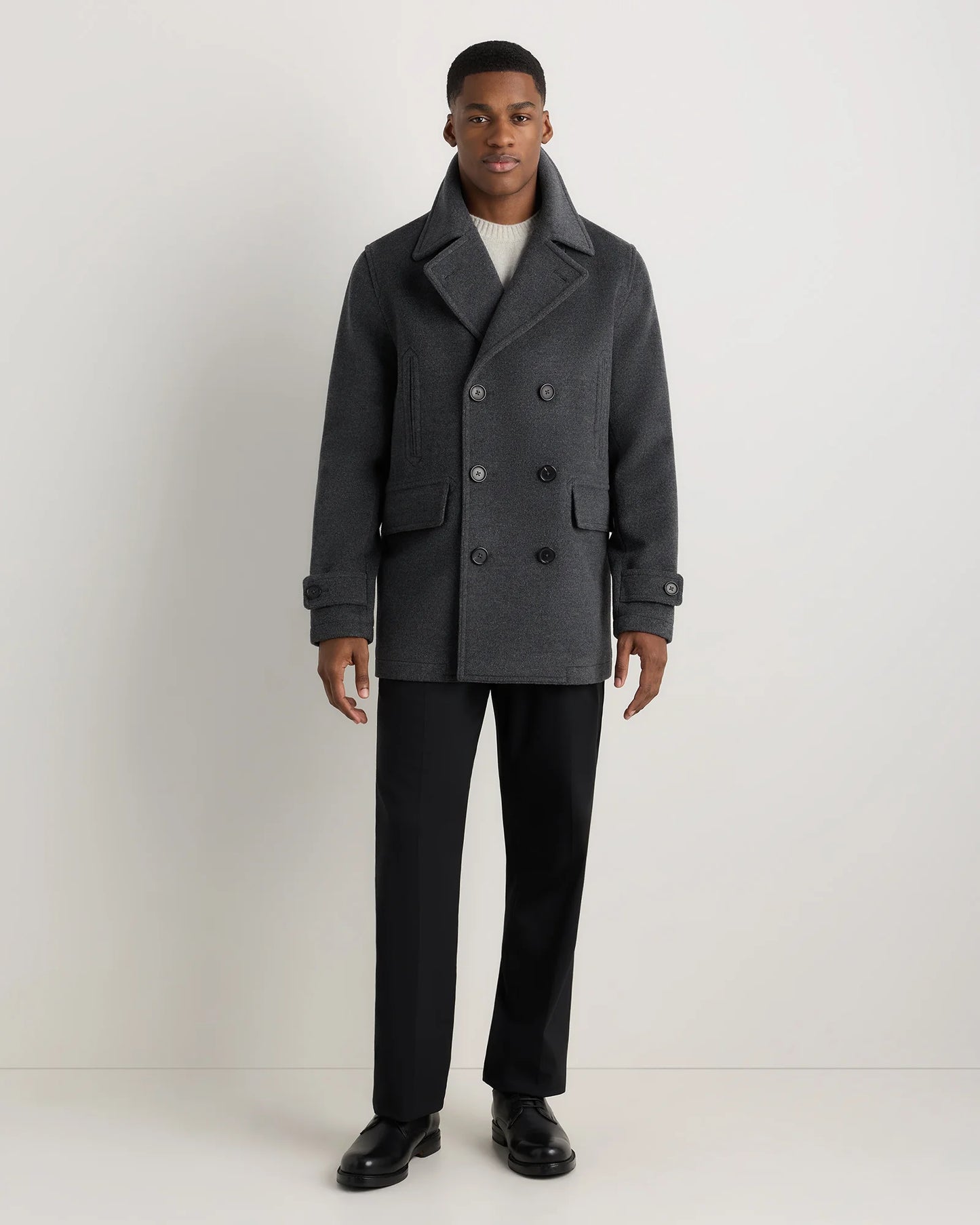Wool Cashmere Peacoat - XS / Heather Charcoal