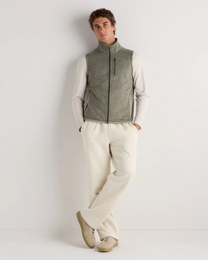 Sweater-Knit Fleece Full-Zip Vest - S / Heather Mineral Green