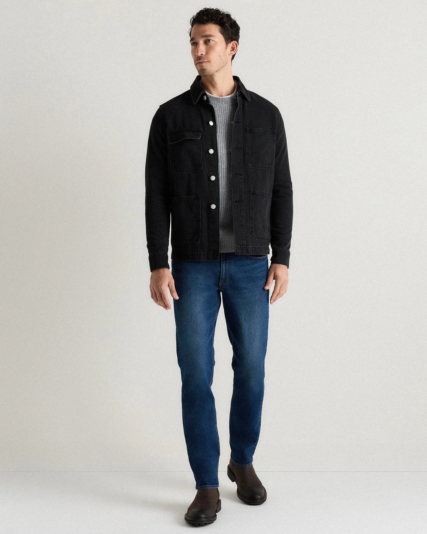 100% Organic Cotton Denim Chore Jacket - S / Dark Indigo