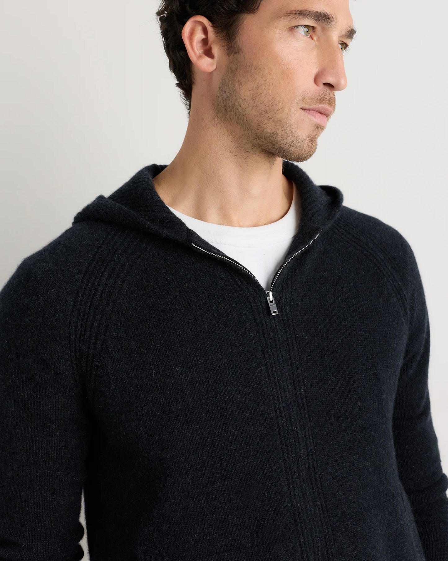 Luxe Baby Cashmere Bomber Hoodie - S / Heather Pewter