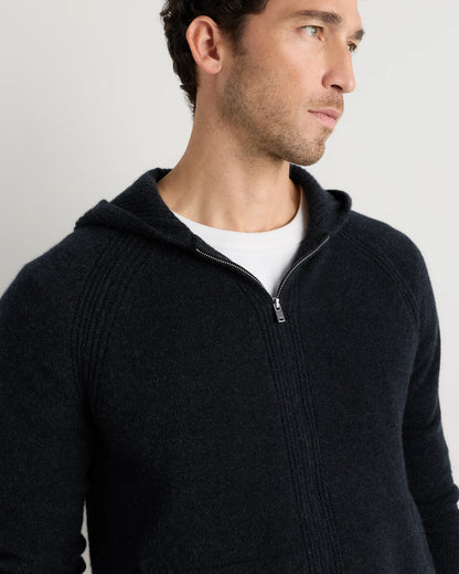 Luxe Baby Cashmere Bomber Hoodie - S / Heather Pewter