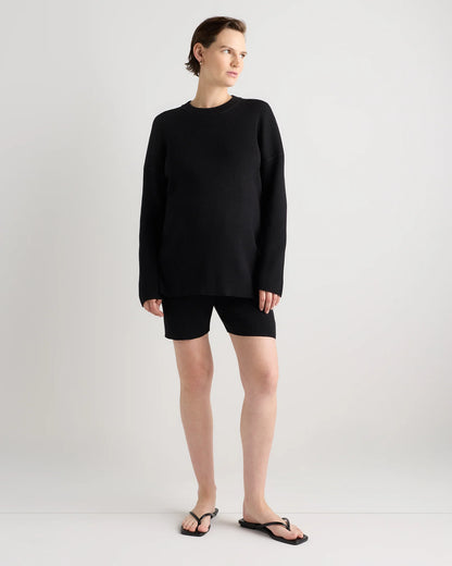 Cotton Cashmere Oversized Maternity Sweater - XS / Black