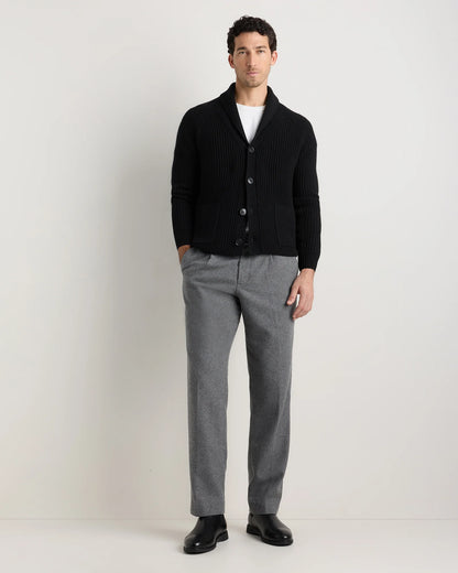 Mongolian Cashmere Shawl Collar Cardigan - S / Black