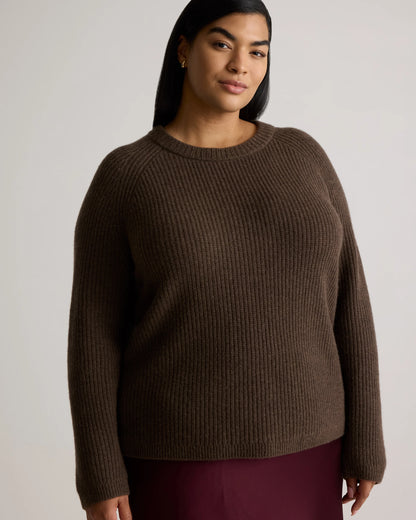 Mongolian Cashmere Fisherman Crewneck Sweater - 1X / Pale Custard Yellow