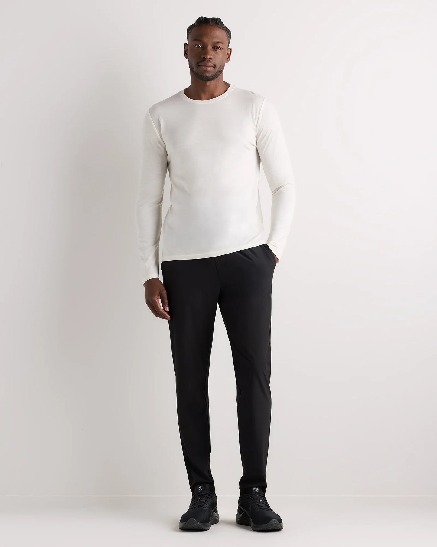 100% Merino Wool All-Season Long Sleeve Base Layer Tee - XS / Off-White
