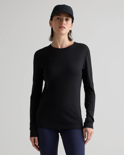 100% Merino Wool All-Season Long Sleeve Base Layer - XS / Black