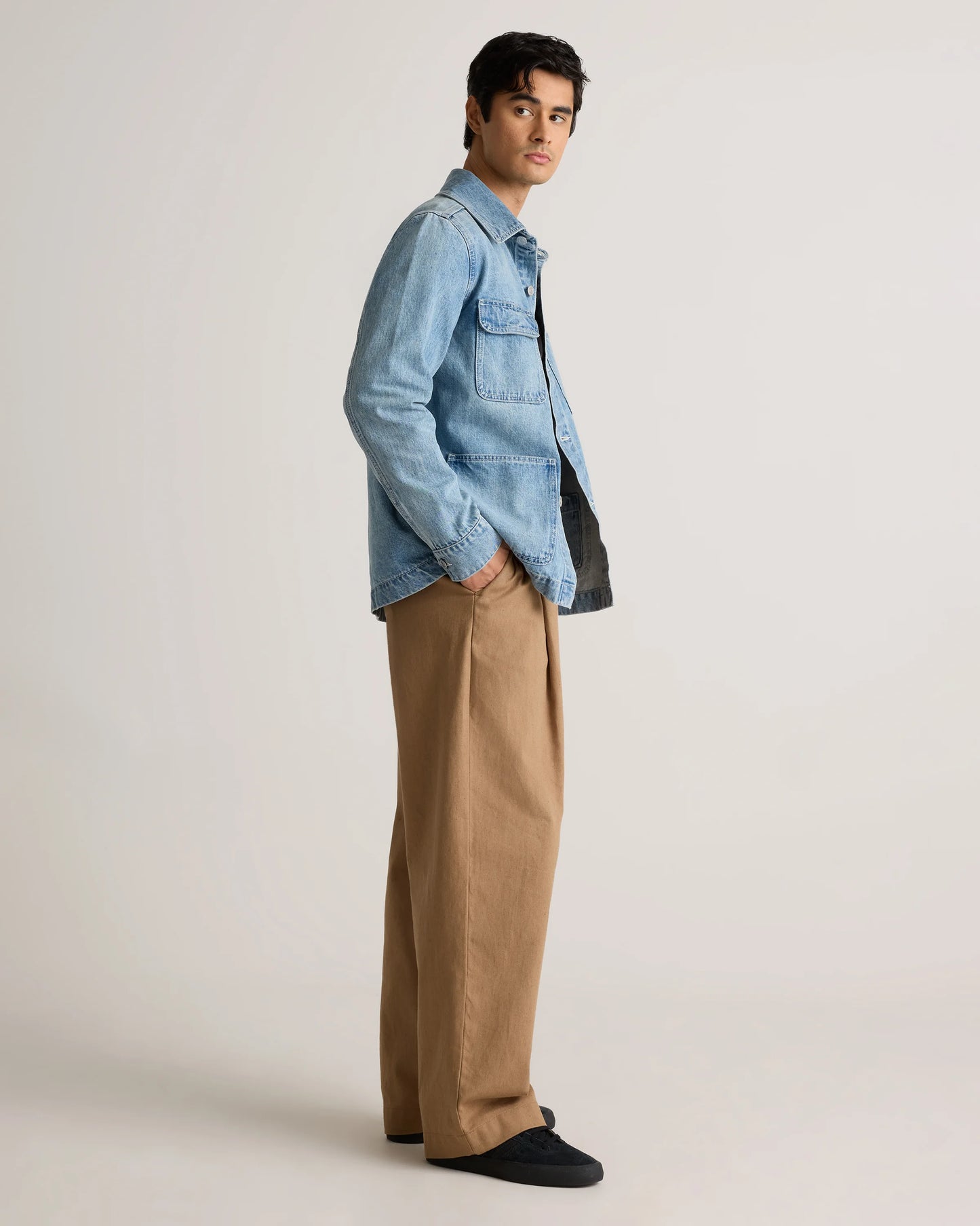 100% Organic Cotton Denim Chore Jacket - S / Dark Indigo