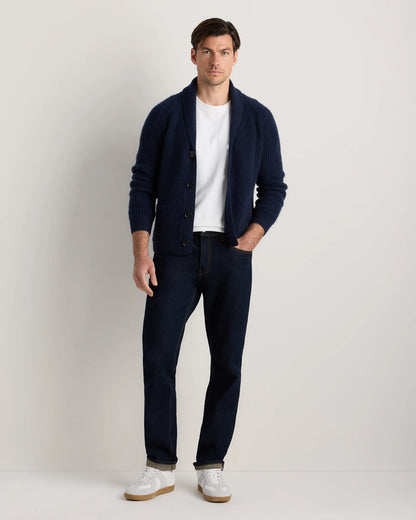 Mongolian Cashmere Shawl Collar Cardigan - S / Black