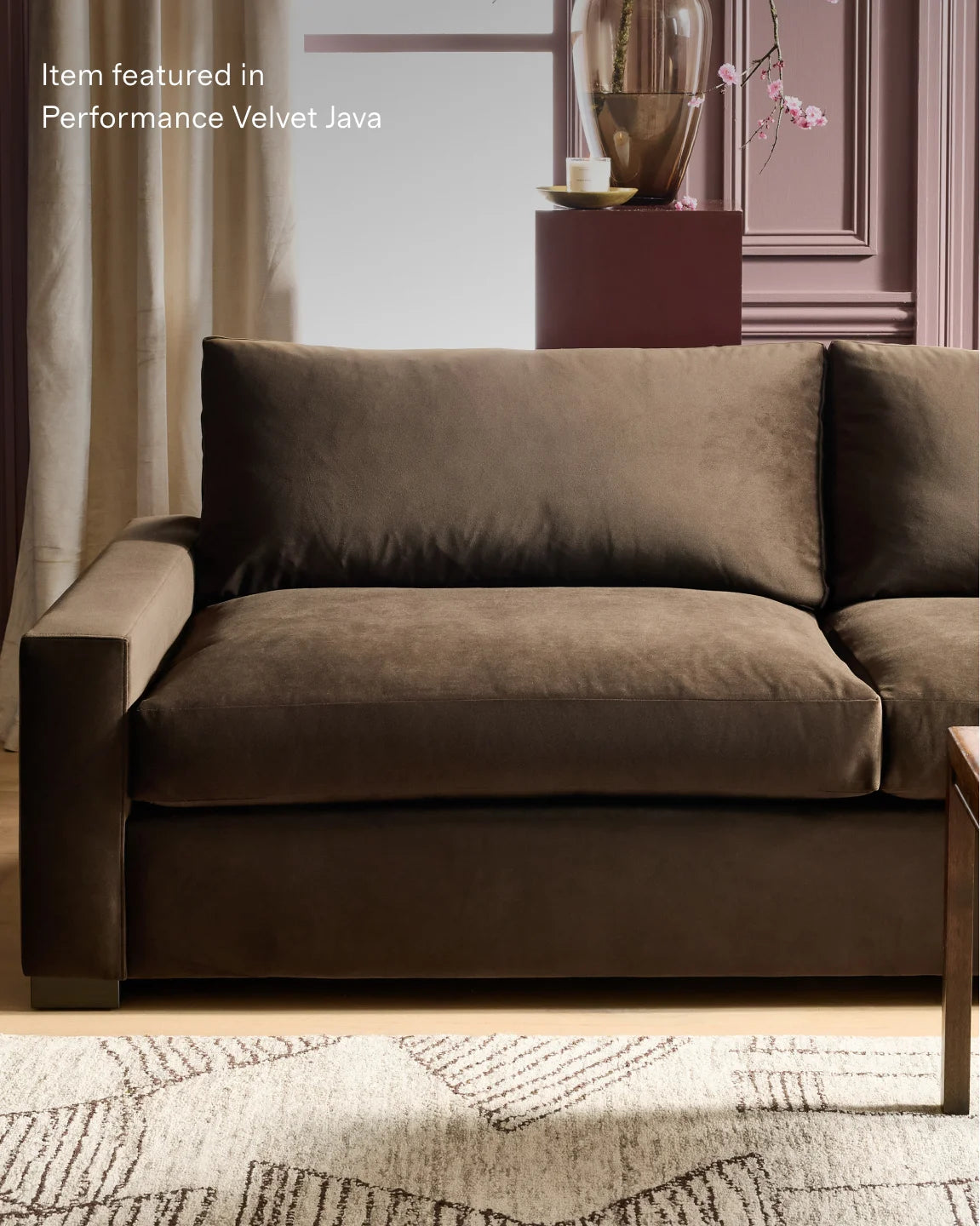 Stillman U Sectional in Performance Velvet - One Size / Java