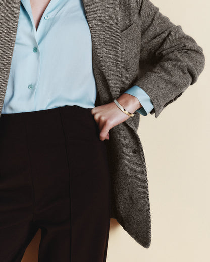 Italian Wool Oversized Blazer - XS / Textured Brown