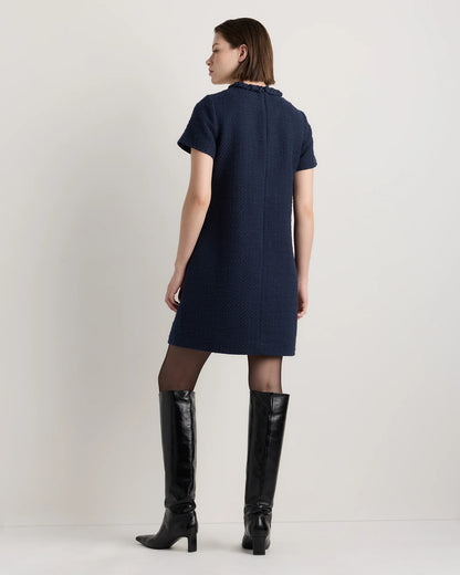 Tweed Short Sleeve Mini Dress - XS / True Black