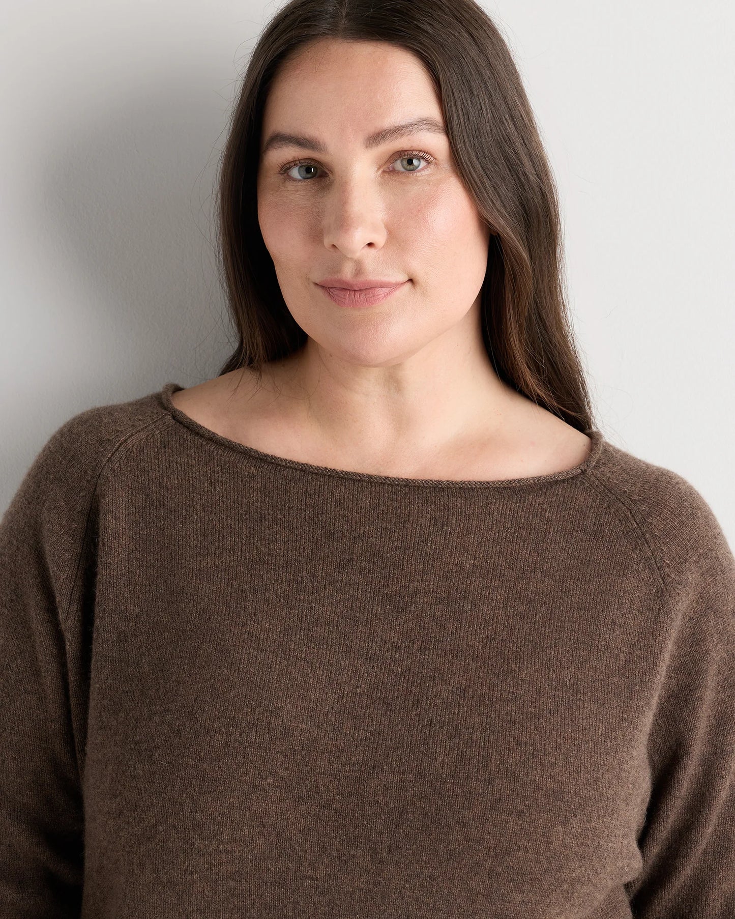Mongolian Cashmere Boatneck Sweater - 1X / Heather Vintage Pink