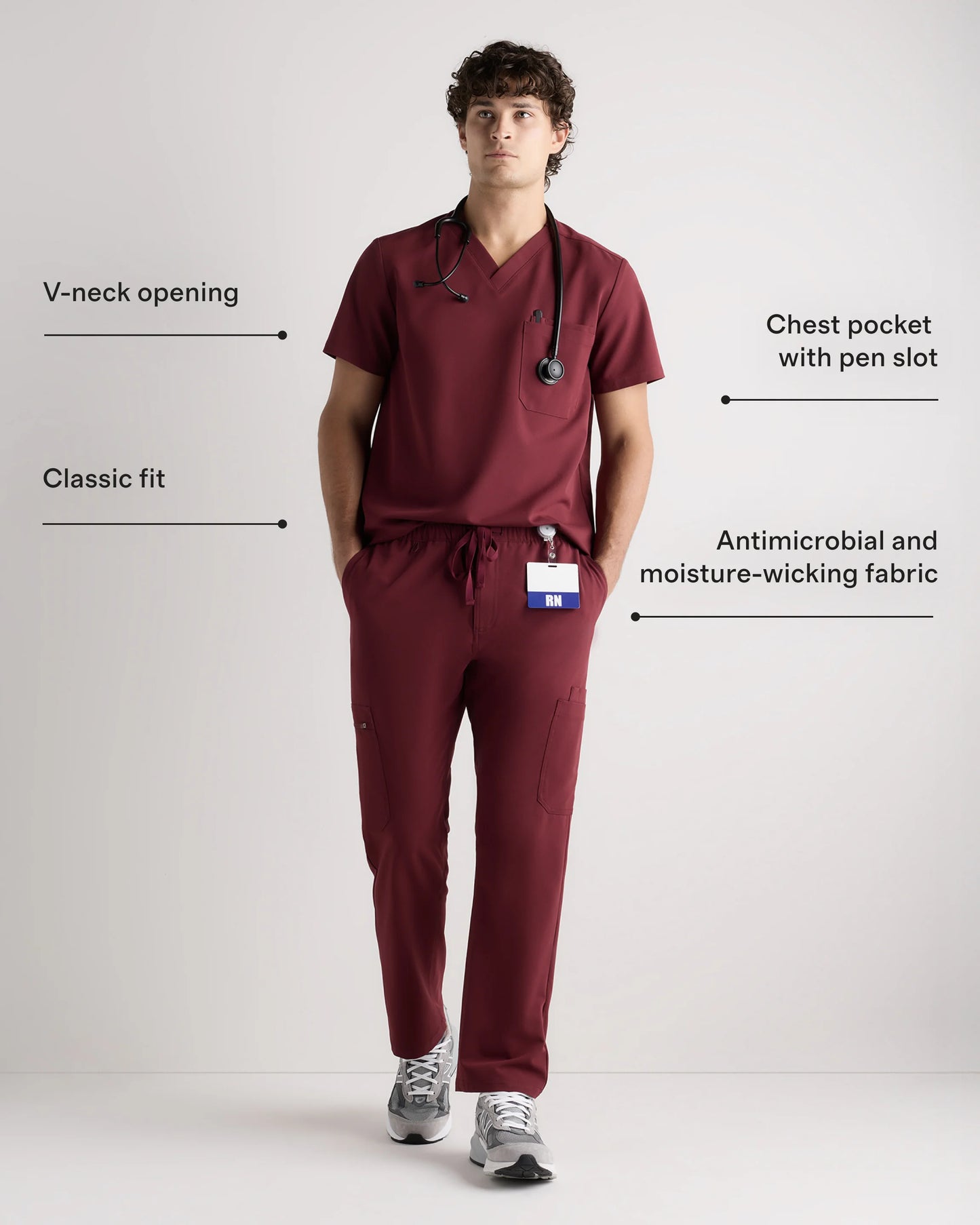 AeraFlex 3-Pocket Scrub Top - S / Bold Black