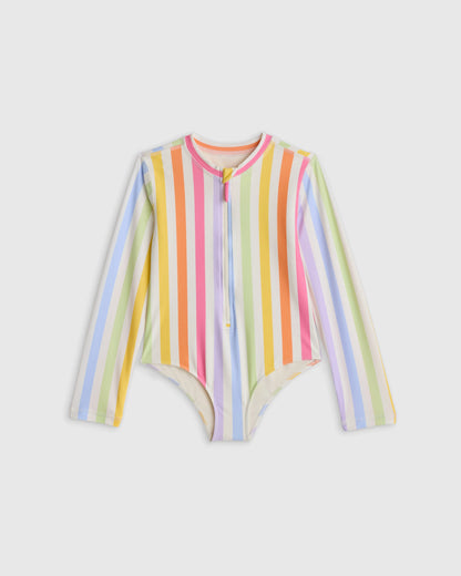 Long Sleeve Zip-Up Swimsuit - 6 / Happy Floral