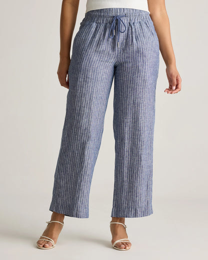 100% European Linen Wide Leg Pants - XS / Flax