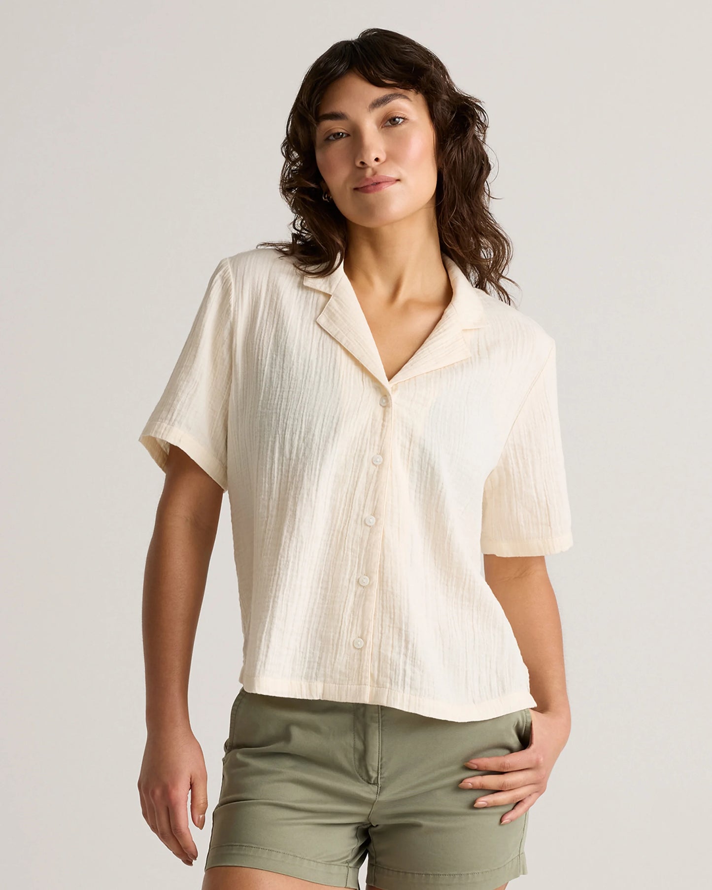 100% Organic Cotton Gauze Short Sleeve Shirt - XS / Amaranth Pink