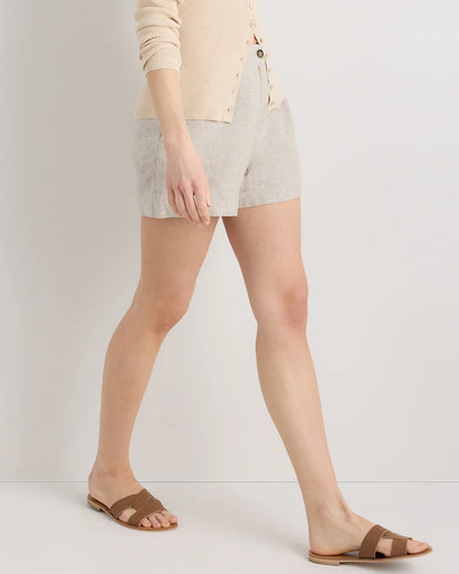 100% European Linen Trouser Shorts - 0 / Bayberry Olive
