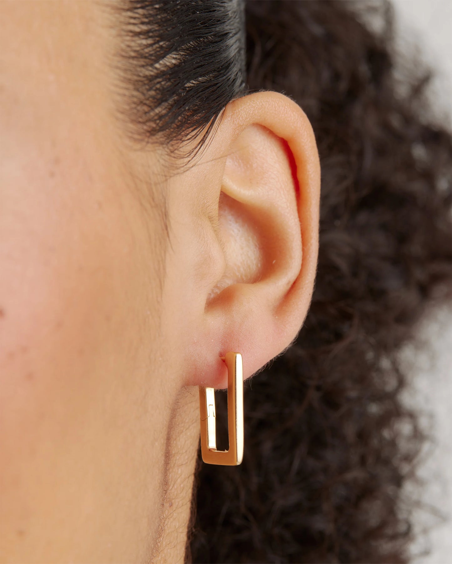 Rectangle Block Hoops - One Size / Gold Vermeil