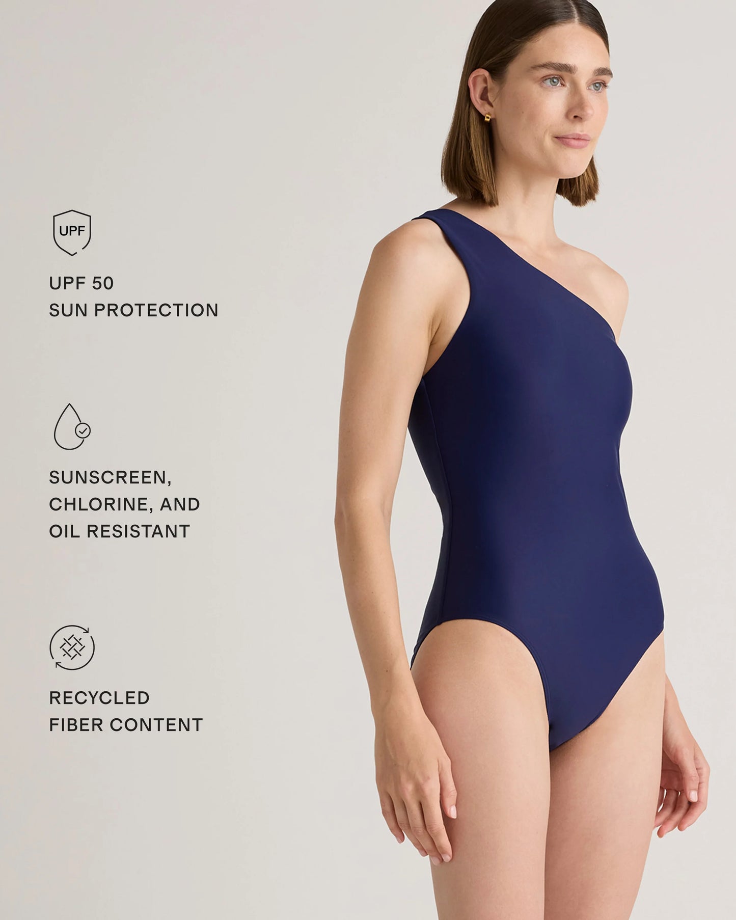 Italian One Shoulder One-Piece Swimsuit - XS / Palm