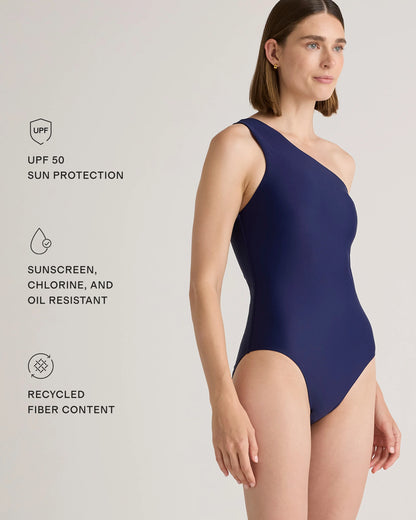 Italian One Shoulder One-Piece Swimsuit - XS / Palm