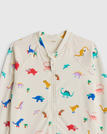 Long Sleeve Zip-Up Rash Guard One-Piece - 0-3M / Peri Beach Stripe