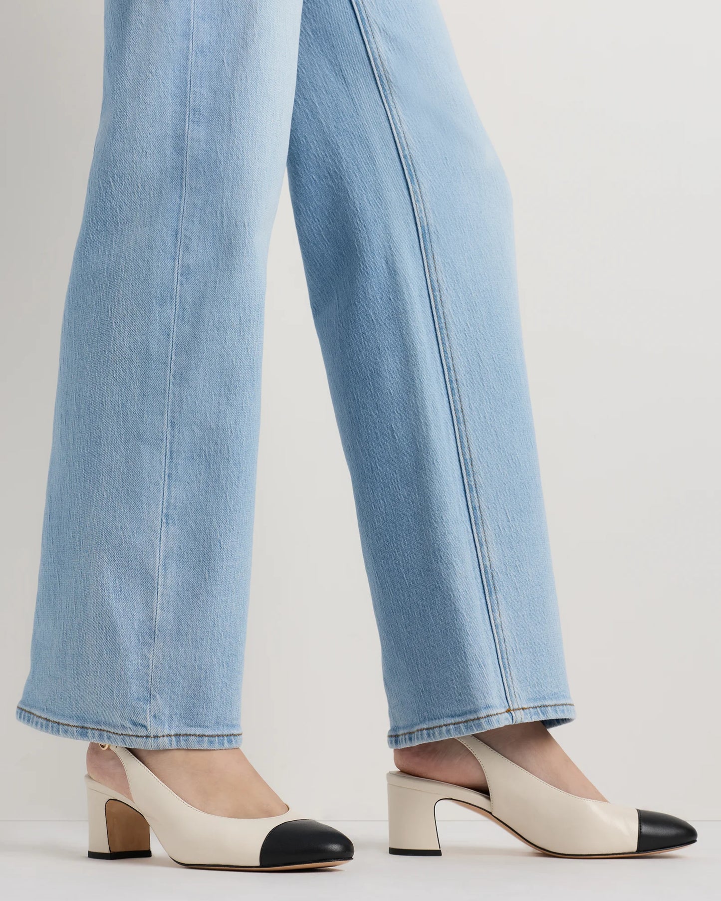 Italian Leather 65mm Cap Toe Slingback - 5 / Cashew