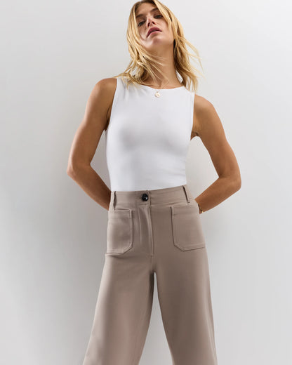 Ultra-Stretch Ponte Cropped Wide Leg Pants - 0 / Espresso