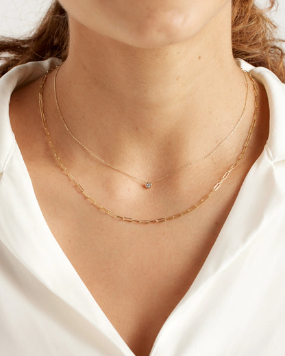 14K Gold Diamond Bezel Necklace - One Size / Yellow Gold