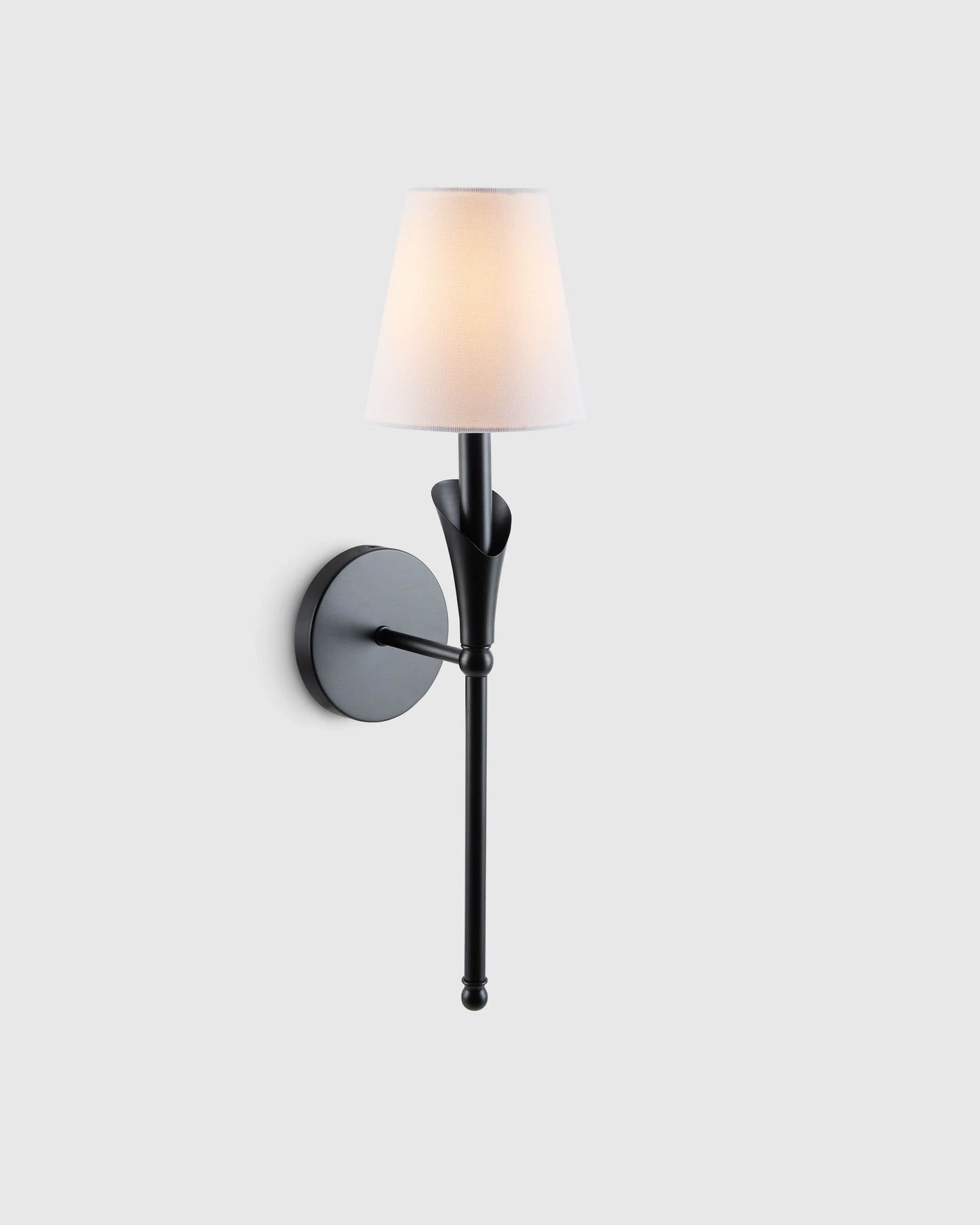 Flora Iron Sconce with Linen Shade - One Size / Brass