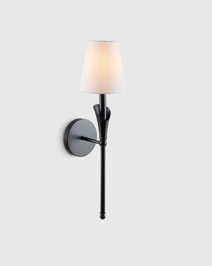 Flora Iron Sconce with Linen Shade - One Size / Brass